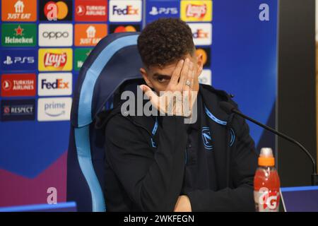 Napoli, Campania, ITALIA. 20th Feb, 2024. 20/02/2024 Naples, pre-match press conference of the 2024 Champions League between Naples and Barcelona valid for the round of 16.In the picture: Giovanni Di Lorenzo of SSC Napoli (Credit Image: © Fabio Sasso/ZUMA Press Wire) EDITORIAL USAGE ONLY! Not for Commercial USAGE! Stock Photo