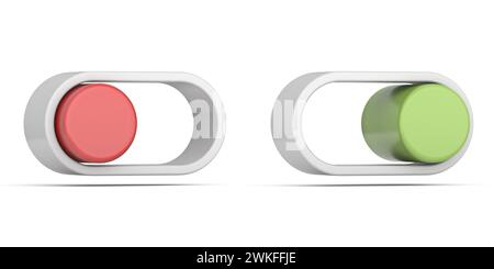 Simple on and off switch buttons 3D rendering illustration isolated on white background Stock Photo