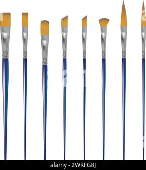 Wooden paint brush set. vector illustration Stock Vector