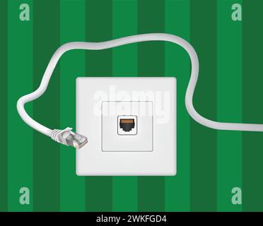 Ethernet port and cable. vector Stock Vector