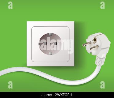 Wall socket and electric plug, vector Stock Vector