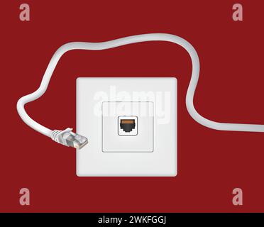 Ethernet port and cable. vector Stock Vector