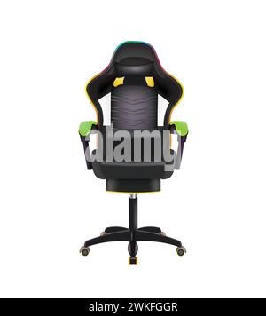 Realistic gaming chair, front view, vector illustration Stock Vector