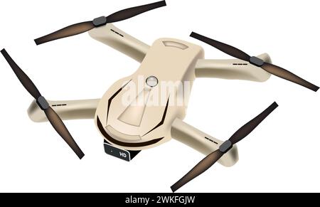 Beige drone, view from top, vector Stock Vector