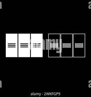 Metal cabinet steel lockers boxes set icon white color vector illustration image simple solid fill outline contour line thin flat style Stock Vector