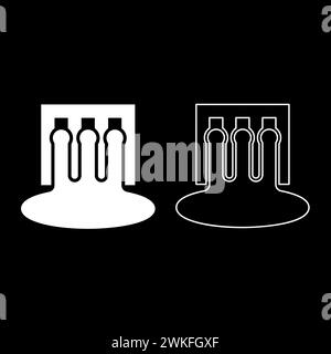 Hydro dam hydroelectric water power station hydropower energy technology plant powerhouse set icon white color vector illustration image simple solid Stock Vector