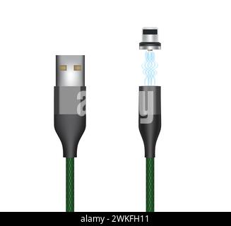 Magnetic USB charging cable, vector Stock Vector