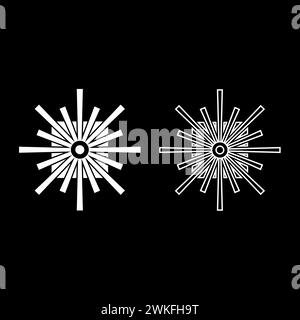 Optic connector port fiber cable laser beam set icon white color vector illustration image simple solid fill outline contour line thin flat style Stock Vector