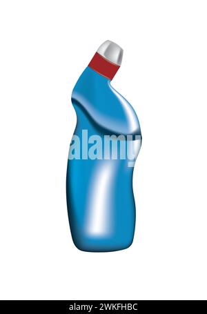 Blue plastic bottle for toilet cleaning, vector Stock Vector