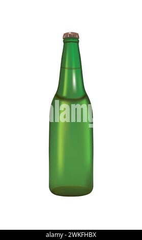 Glass beer bottle, realistic vector Stock Vector