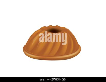 Bundt cake on white background, vector Stock Vector