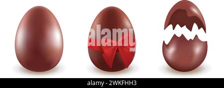 Chocolate Easter egg set, vector Stock Vector