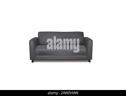 Grey sofa bed on white background, vector illustration Stock Vector
