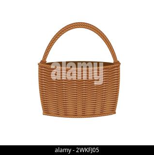 Empty wicker picnic basket, vector Stock Vector