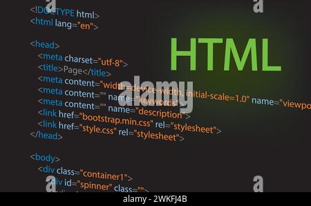 HTML background with code, vector Stock Vector