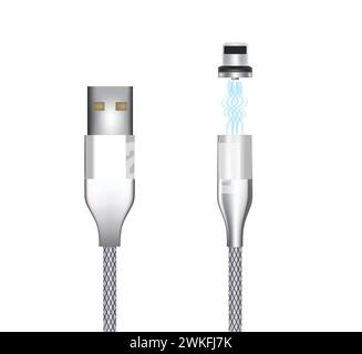 Magnetic USB charging cable, vector Stock Vector