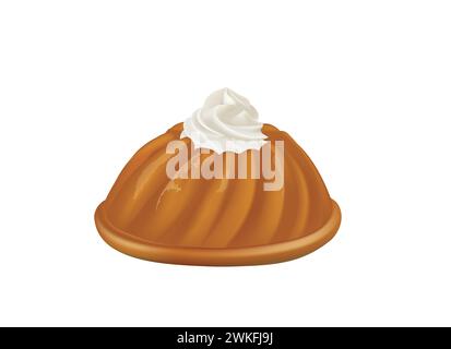Bundt cake with cream on white background, vector Stock Vector