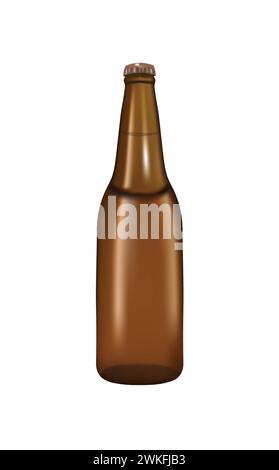 Glass beer bottle, realistic vector Stock Vector