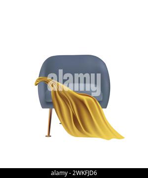 Blue sofa chair with yellow blanket, vector Stock Vector