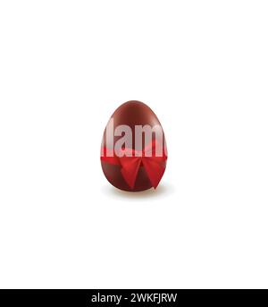 Chocolate Easter egg on white background, vector Stock Vector