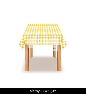 Empty yellow and white checkered tablecloth. vector Stock Vector