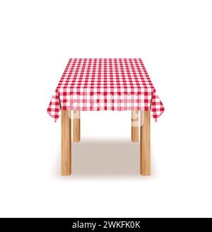 Empty red and white checkered tablecloth. vector Stock Vector