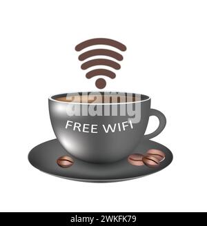 Free wi fi coffee cup. vector Stock Vector