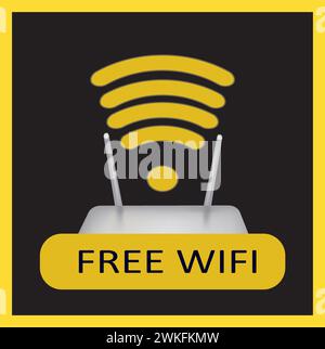 Free Wi Fi sign with router, vector Stock Vector