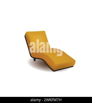 Yellow sofa chair on white background, vector Stock Vector