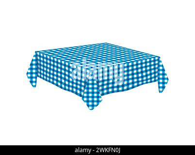 Empty blue checkered tablecloth, vector Stock Vector