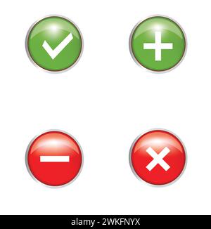 Permission buttons icons set, vector Stock Vector