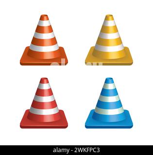 Traffic safety cone set. vector illustration Stock Vector