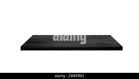 Black wooden empty shelf perspective view, vector Stock Vector