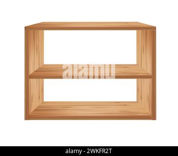 Wooden oak plank shelf, perspective view, vector Stock Vector