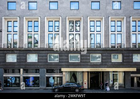 Armani Hotel Milano, a luxury hotel in Via Manzoni, the fashion district of Milan. Italy. Stock Photo