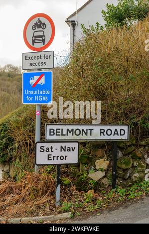 A Satnav error sign at Ironbridge, Shropshire Stock Photo