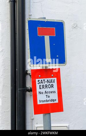 A Satnav error sign at Ironbridge, Shropshire Stock Photo