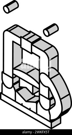 Isometric vise. Work tool. Vector illustration. Outline object isolated ...