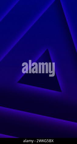 Blue triangles neon lights background. Abstract shape pattern. Vertical Size Stock Photo