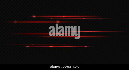Horizontal scanner lights with flares isolated on transparent background Stock Vector