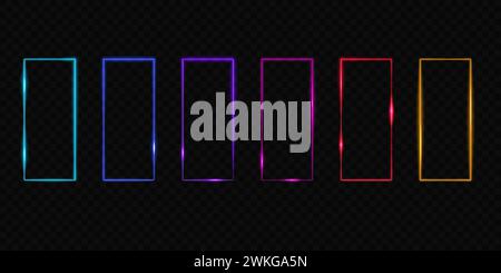 Set of neon portals. Vector design elements. Stock Vector