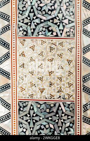 middle eastern wooden Mother of Pearl inlaid mosaic box Stock Photo
