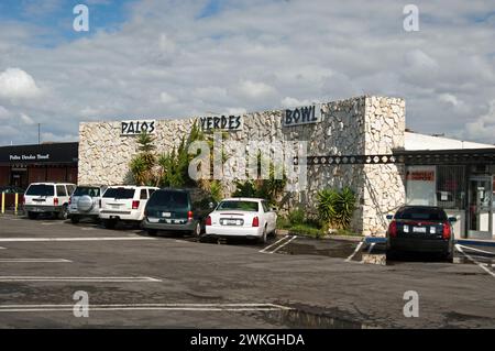 Bowling, alley, sign, bowl, Palos Verdes, California, USA Stock Photo