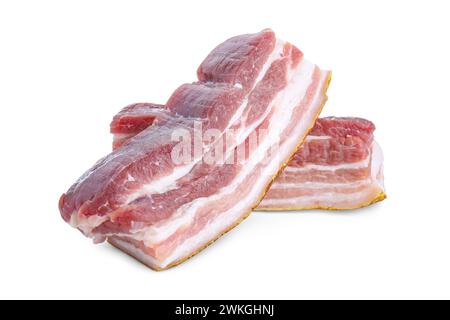 Pieces of raw pork belly isolated on white Stock Photo - Alamy
