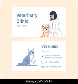 Veterinary business card template with copy space Stock Vector