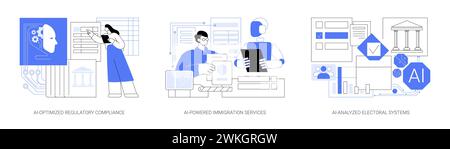 AI in Government Management abstract concept vector illustrations. Stock Vector