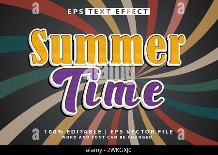 summer time editable 3d text effect Stock Vector