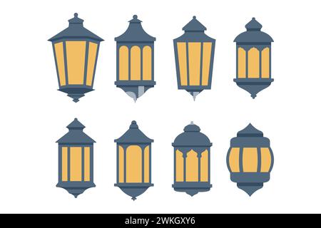 Ramadan lantern icon vector collection. Arabic style lantern illustration. Stock Vector