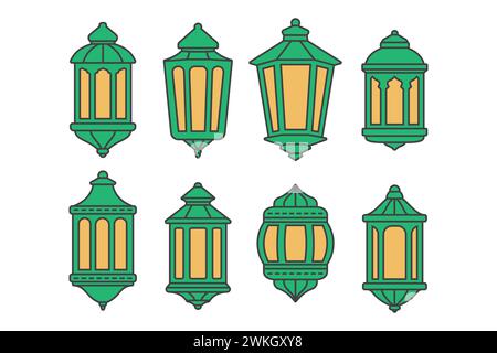 Ramadan lanterns Collection of traditional middle eastern lanterns vector illustration Stock Vector