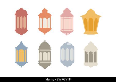 Ramadan lantern set, happy ramadan lantern flat style design vector illustration Stock Vector